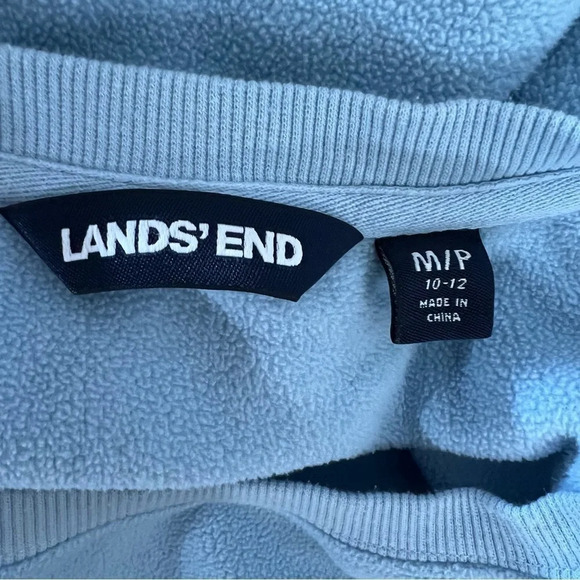 Lands End Light Blue Fleece Pullover Size Medium Crewneck Long Sleeves Comfort - Picture 5 of 5